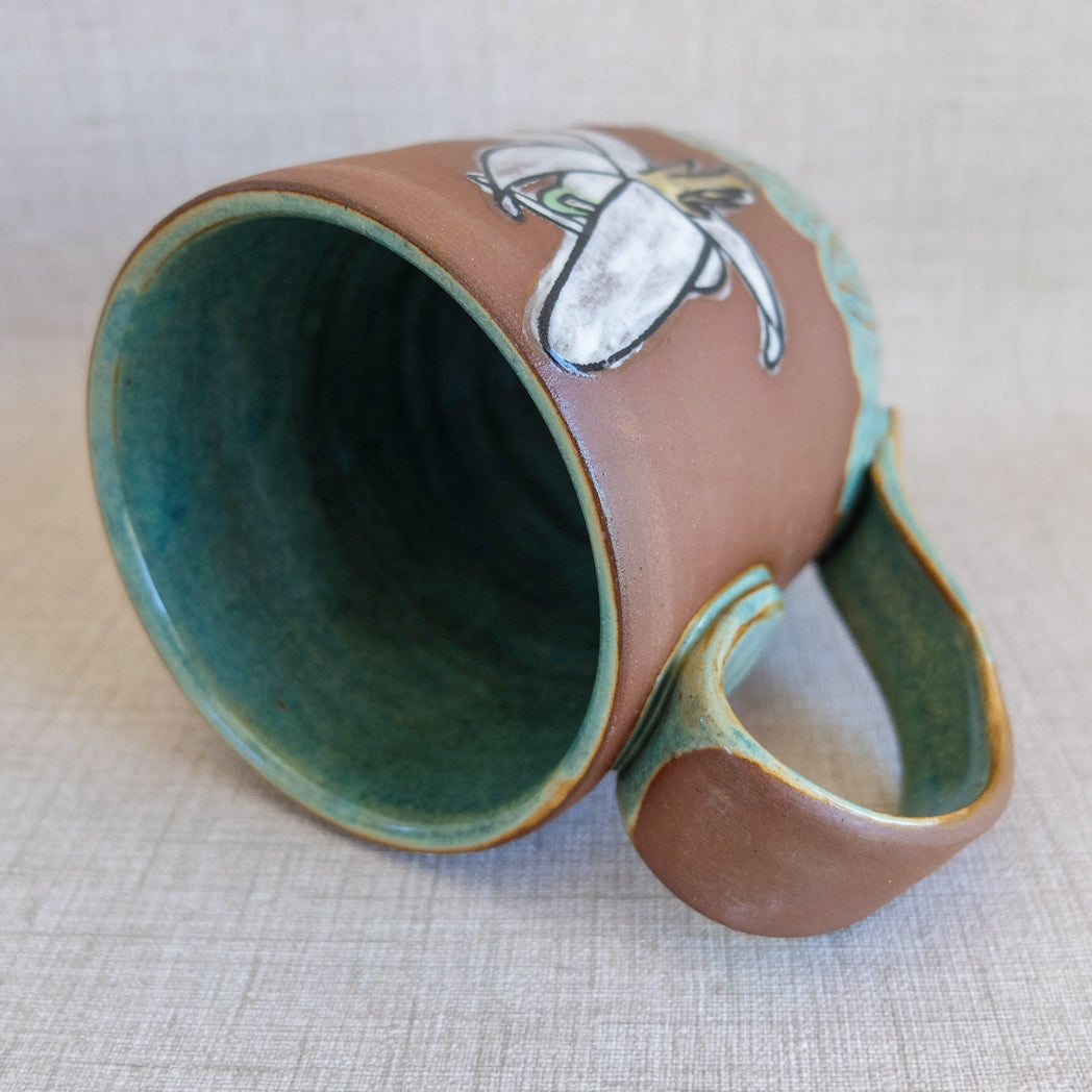 White Trout Lily Botanical Illustration Mug