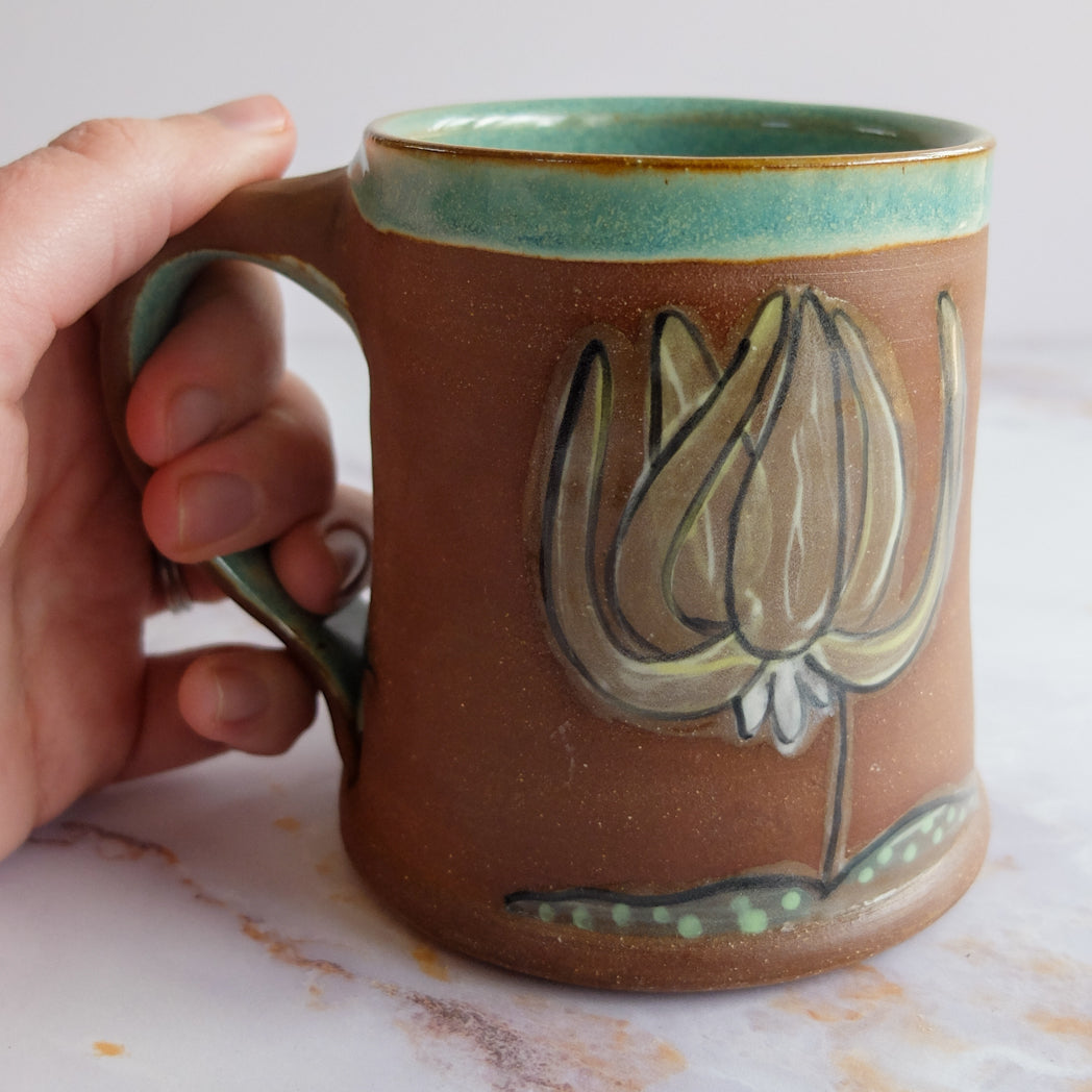 Trout Lily botanical illustration mug