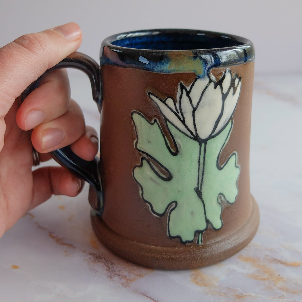 Bloodroot botanical illustration mug