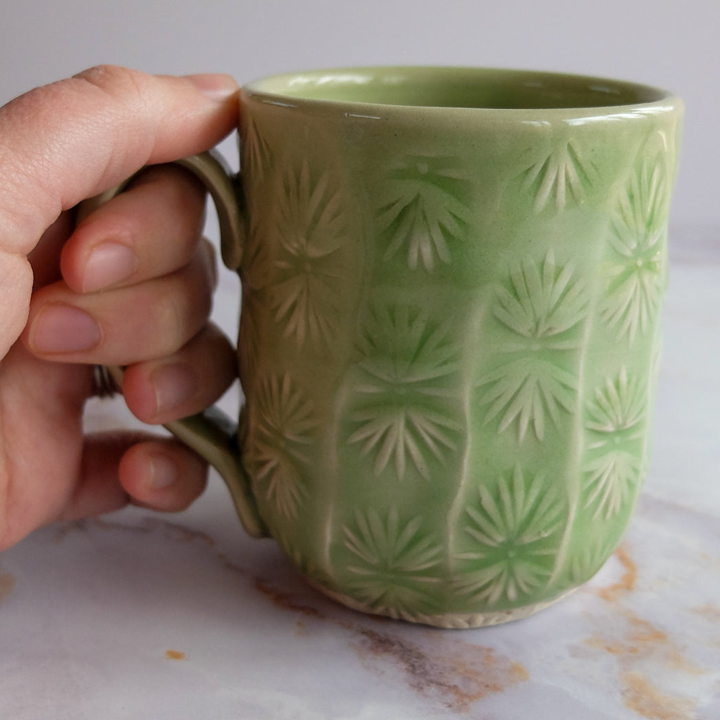 Stamped and Textured Handmade Mug